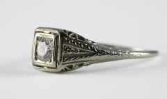 Art Deco Diamond Solitaire Filigree Ring