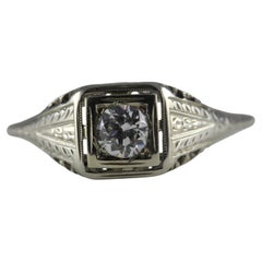 Art Deco Diamond Solitaire Filigree Ring