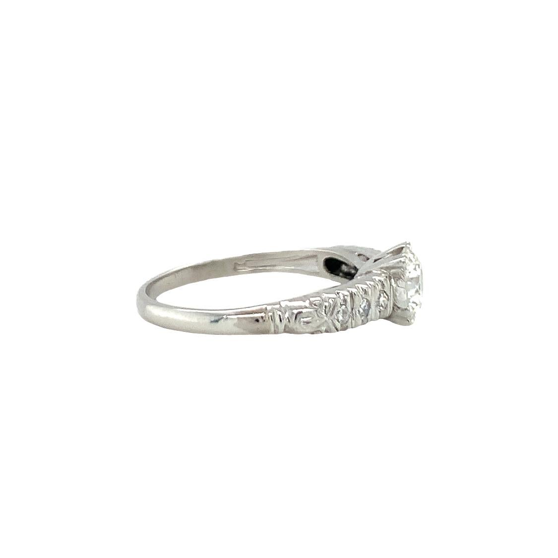 Old European Cut Art Deco Diamond Solitaire Platinum Ring For Sale