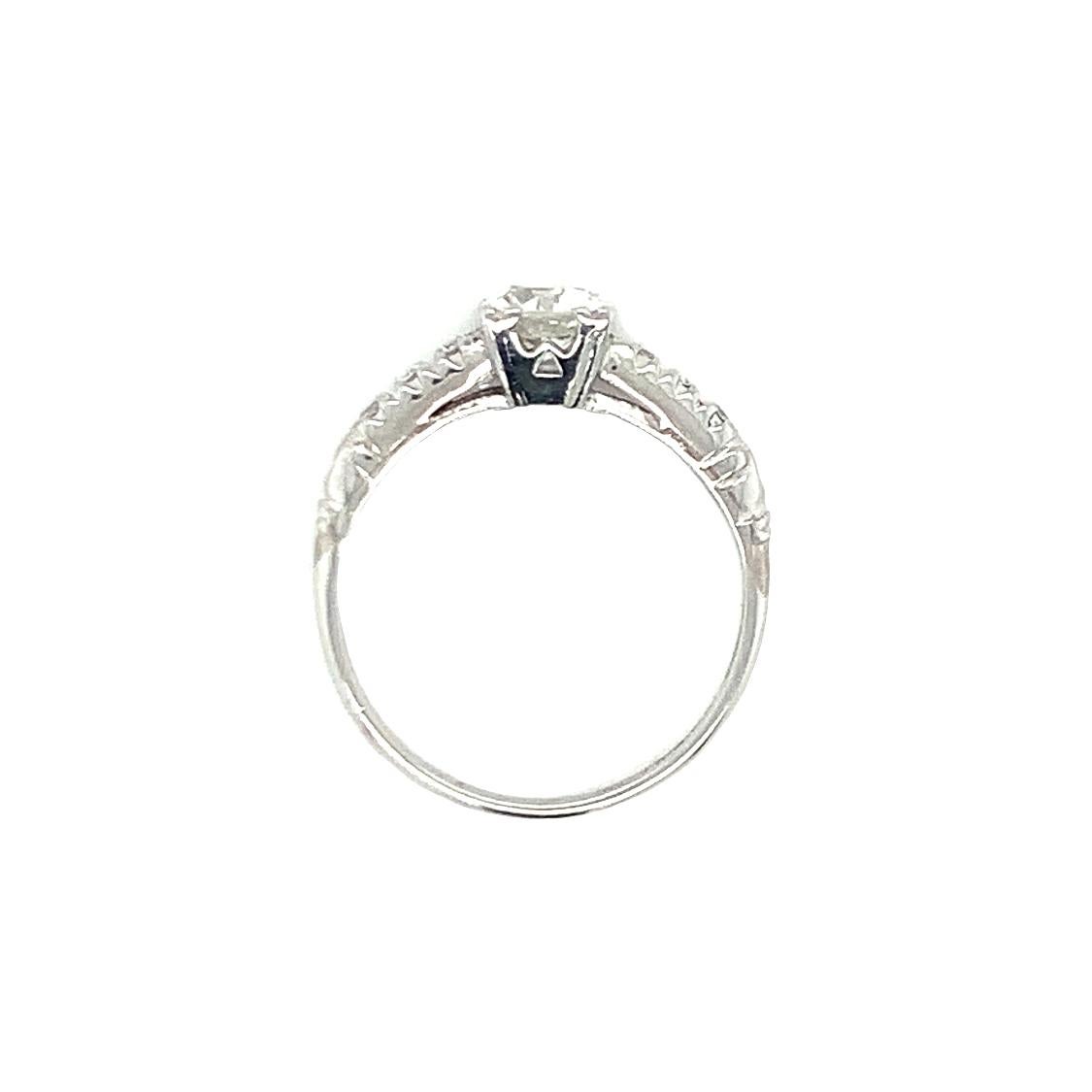 Women's Art Deco Diamond Solitaire Platinum Ring For Sale