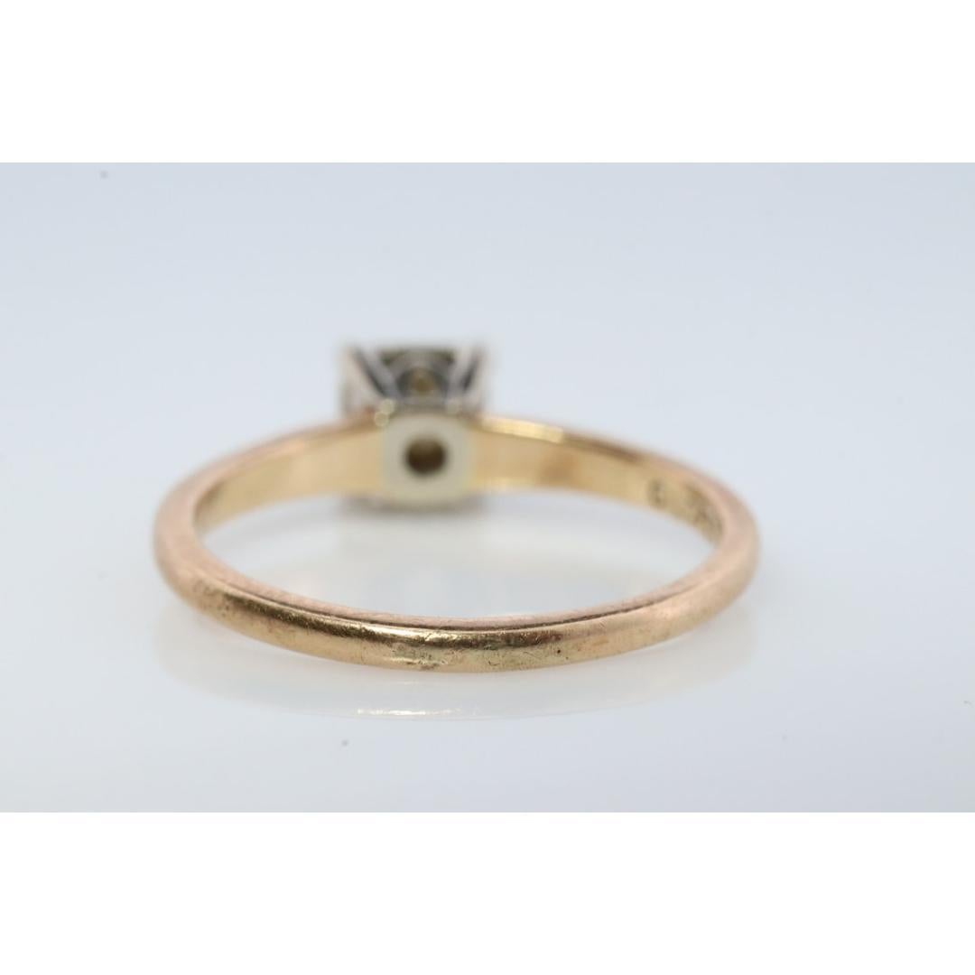Verlobungsring Art Deco Diamant Solitär Ring. 14k Gold Diamant im europäischen Schliff Diamant-Verlobungsring im Zustand „Gut“ in Port Charlotte, FL