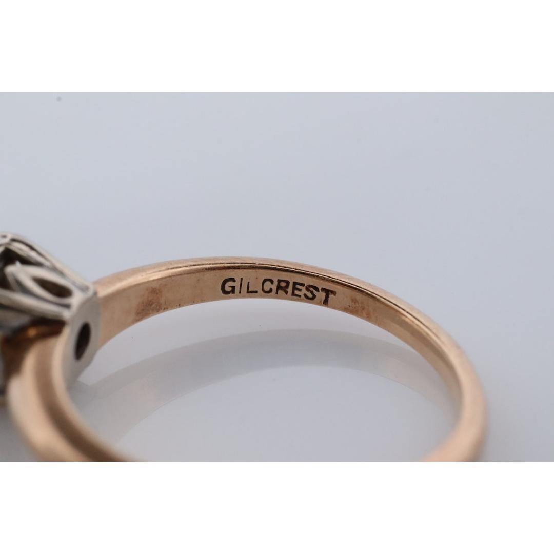 Verlobungsring Art Deco Diamant Solitär Ring. 14k Gold Diamant im europäischen Schliff Diamant-Verlobungsring Damen