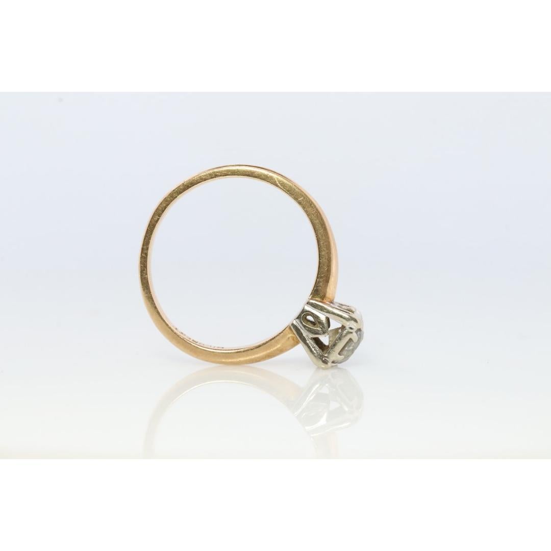 Verlobungsring Art Deco Diamant Solitär Ring. 14k Gold Diamant im europäischen Schliff Diamant-Verlobungsring 1