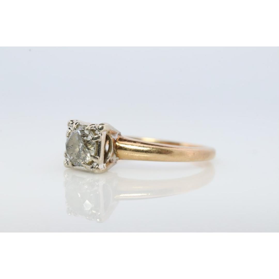 Verlobungsring Art Deco Diamant Solitär Ring. 14k Gold Diamant im europäischen Schliff Diamant-Verlobungsring 2