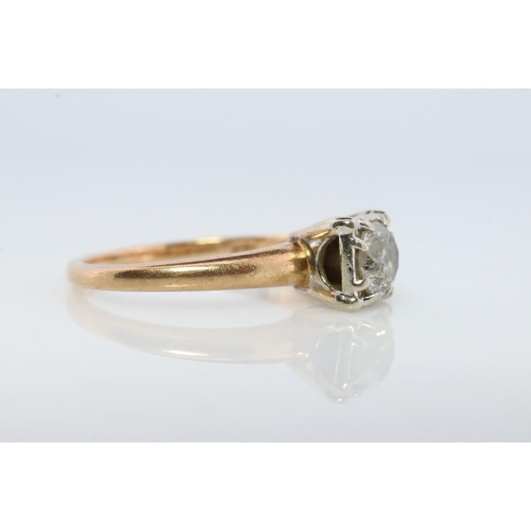 Verlobungsring Art Deco Diamant Solitär Ring. 14k Gold Diamant im europäischen Schliff Diamant-Verlobungsring 3