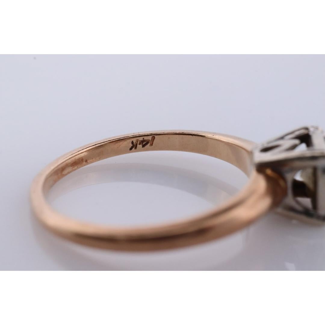 Verlobungsring Art Deco Diamant Solitär Ring. 14k Gold Diamant im europäischen Schliff Diamant-Verlobungsring 4