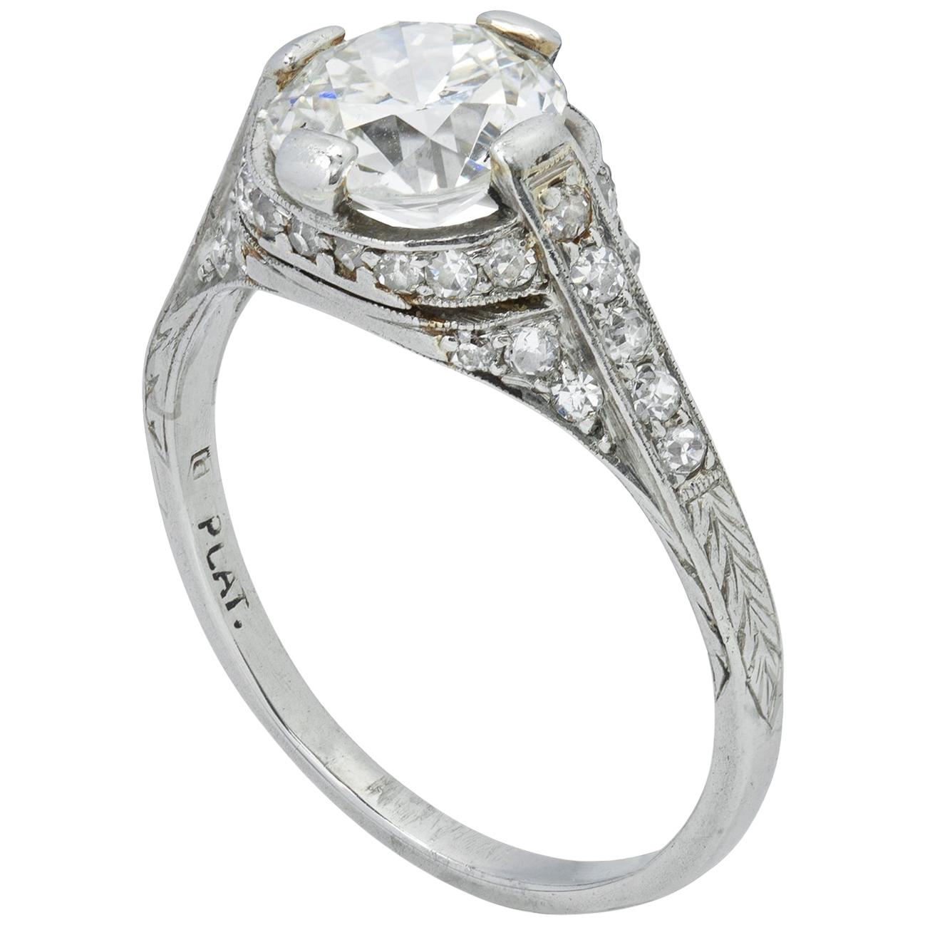 Art Deco Diamond Solitaire Ring For Sale