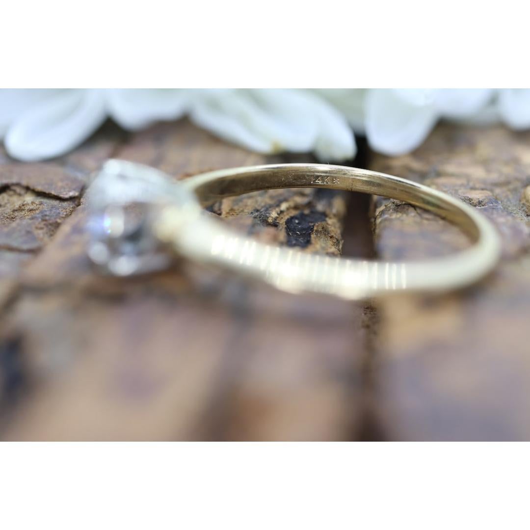 Art Deco Diamant Solitär Quadratischer Fassung Ring. 14k Gold Diamant im europäischen Schliff Diamantring 2