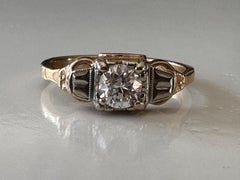 Art Deco Diamond Solitaire Two-Tone Bow Ring