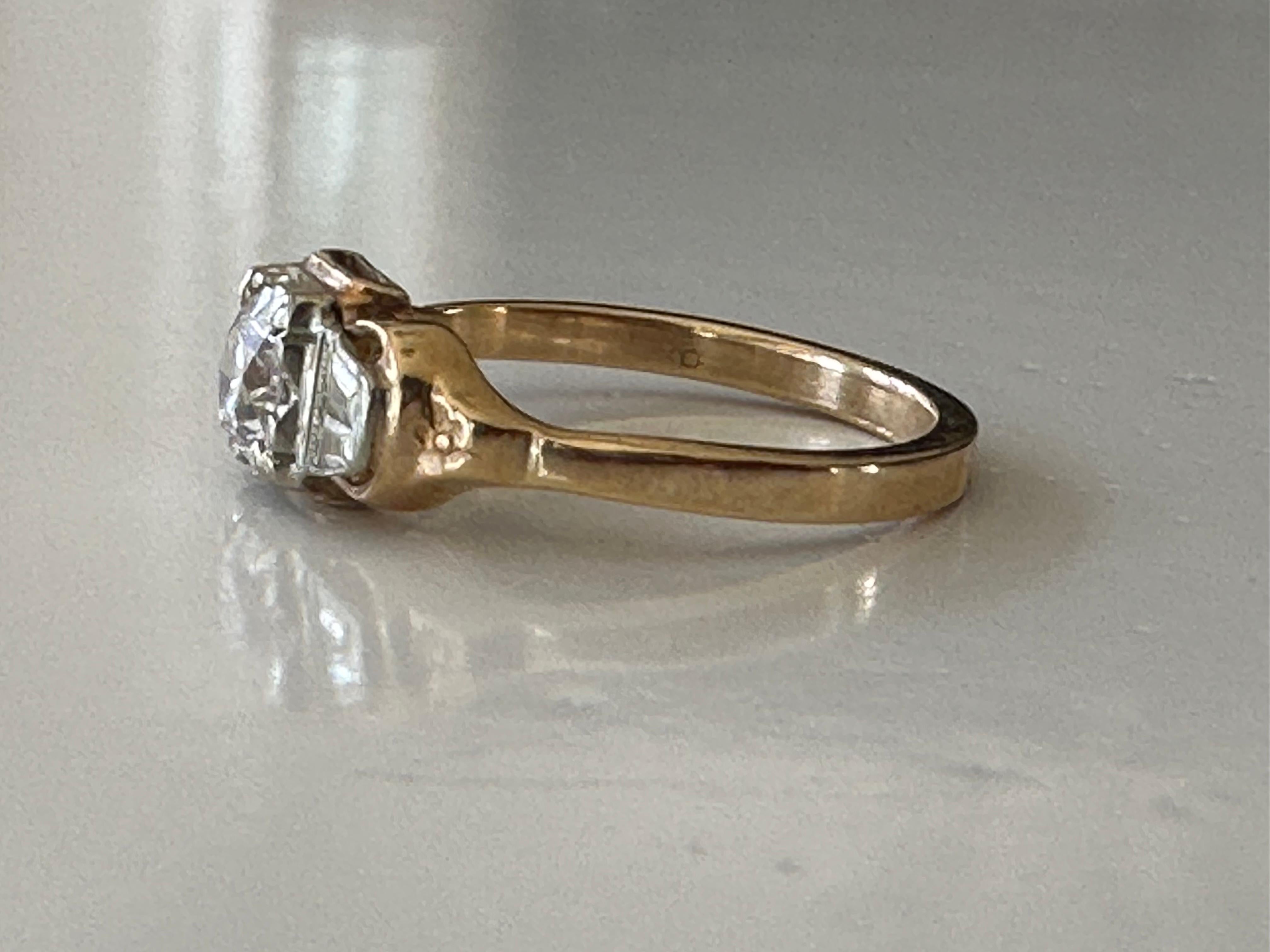 Women's Art Deco Diamond Solitaire Two-Tone Bow Ring For Sale