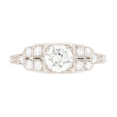 Art Deco Diamond Solitaire with Diamond Shoulders, circa 1920s