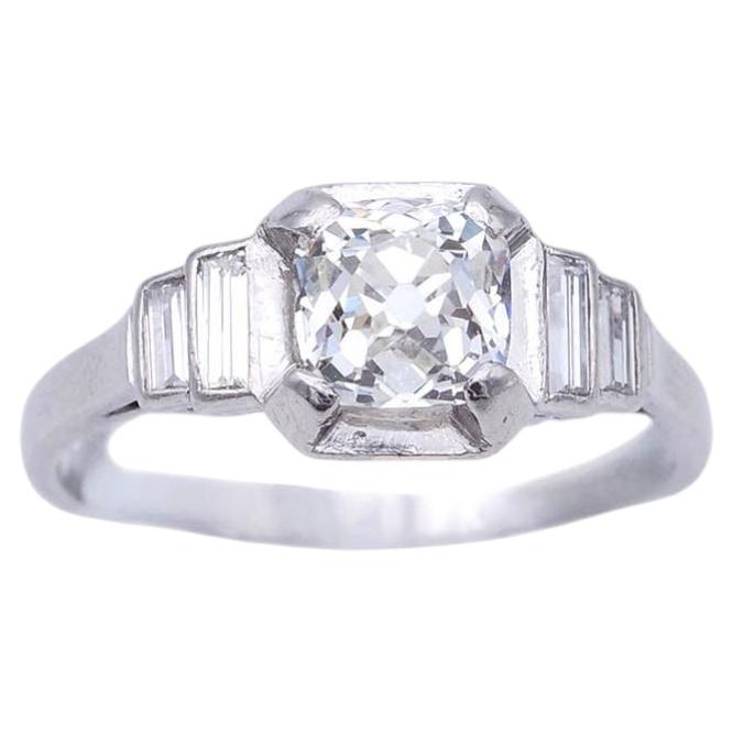 Art deco diamond step ring in platinum