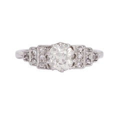 Art Deco Diamond Stepped Shoulders Ring