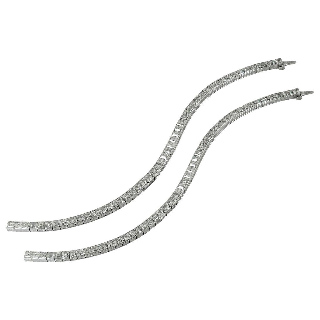 Art Deco Diamond Straight Line Two Bracelets For Sale