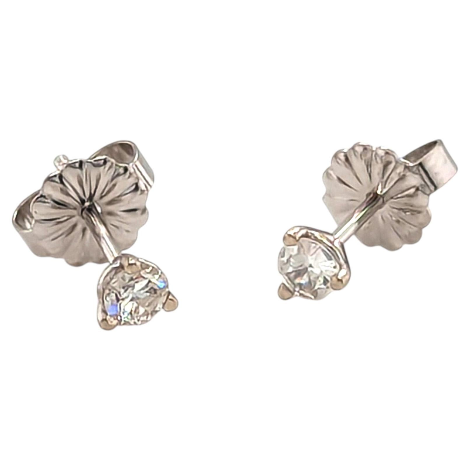 Art Deco Diamond Stud Earrings .20ct Antique Single Cut Martini 14K 1920's