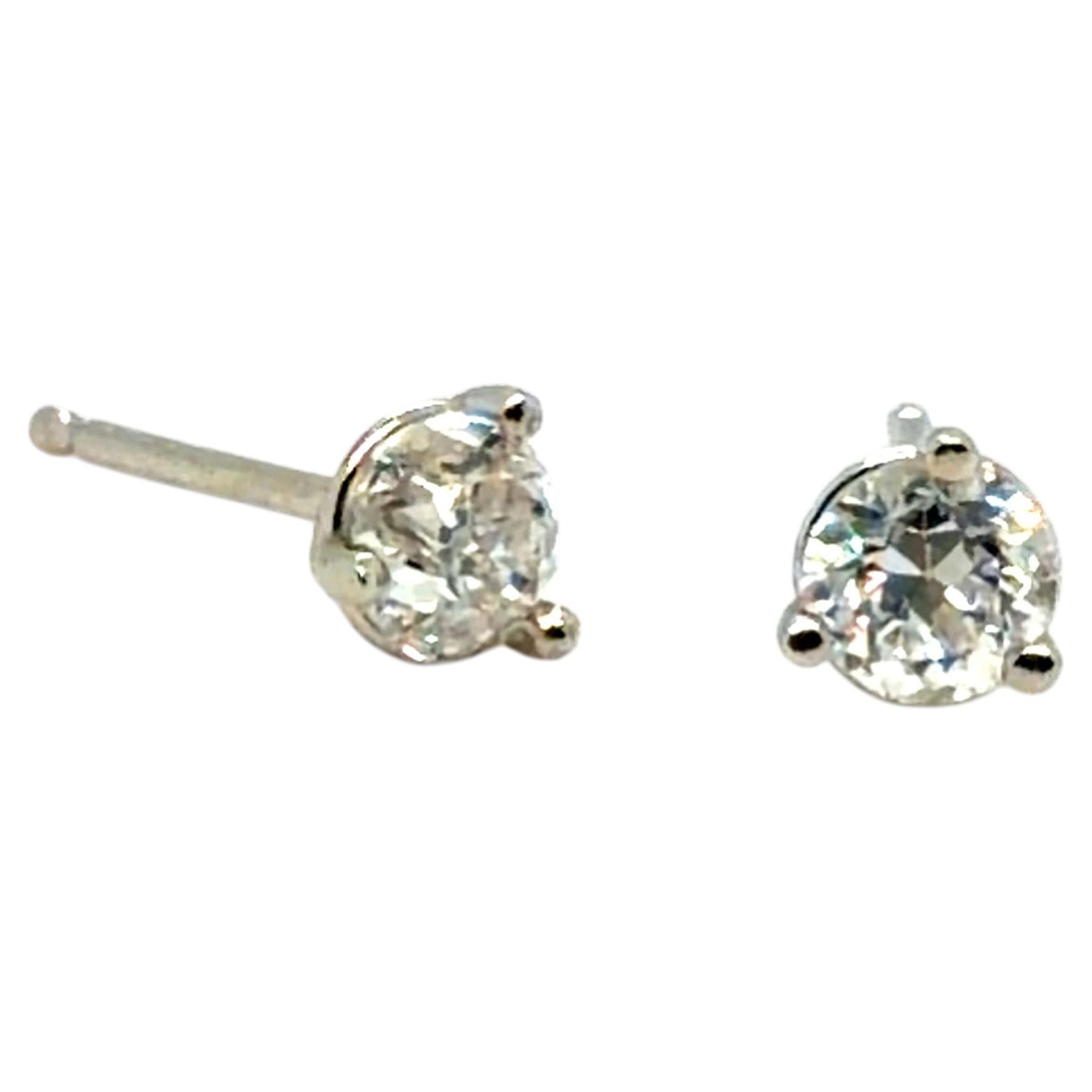Art Deco Diamond Stud Earrings .50ct Old Euro Vintage Antique 14K Original 1920'