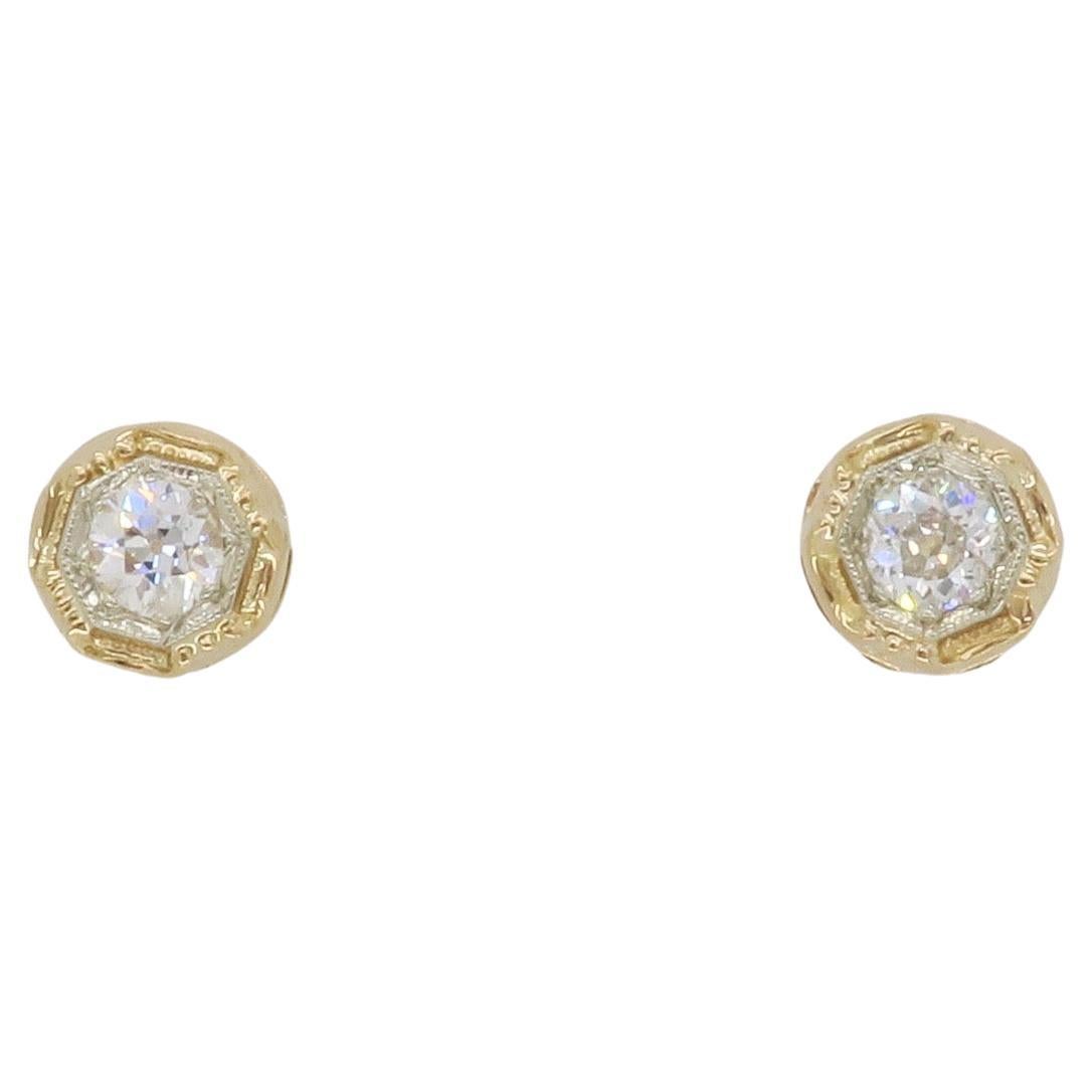 Art Deco Diamond Stud Earrings For Sale