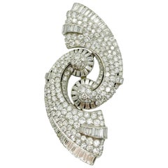 Art Deco Diamond Swirl Brooch