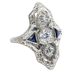 Art Deco Diamond & Synthetic Sapphire Ring