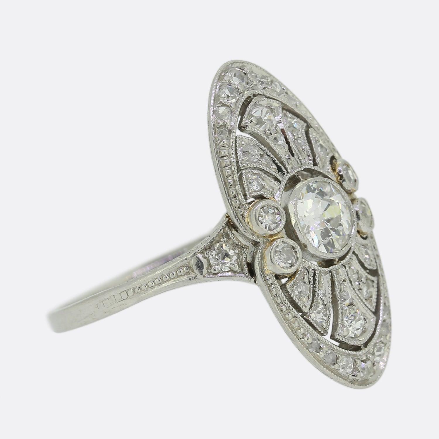 Art Deco Diamant-Tischring mit Diamant (Art déco) im Angebot
