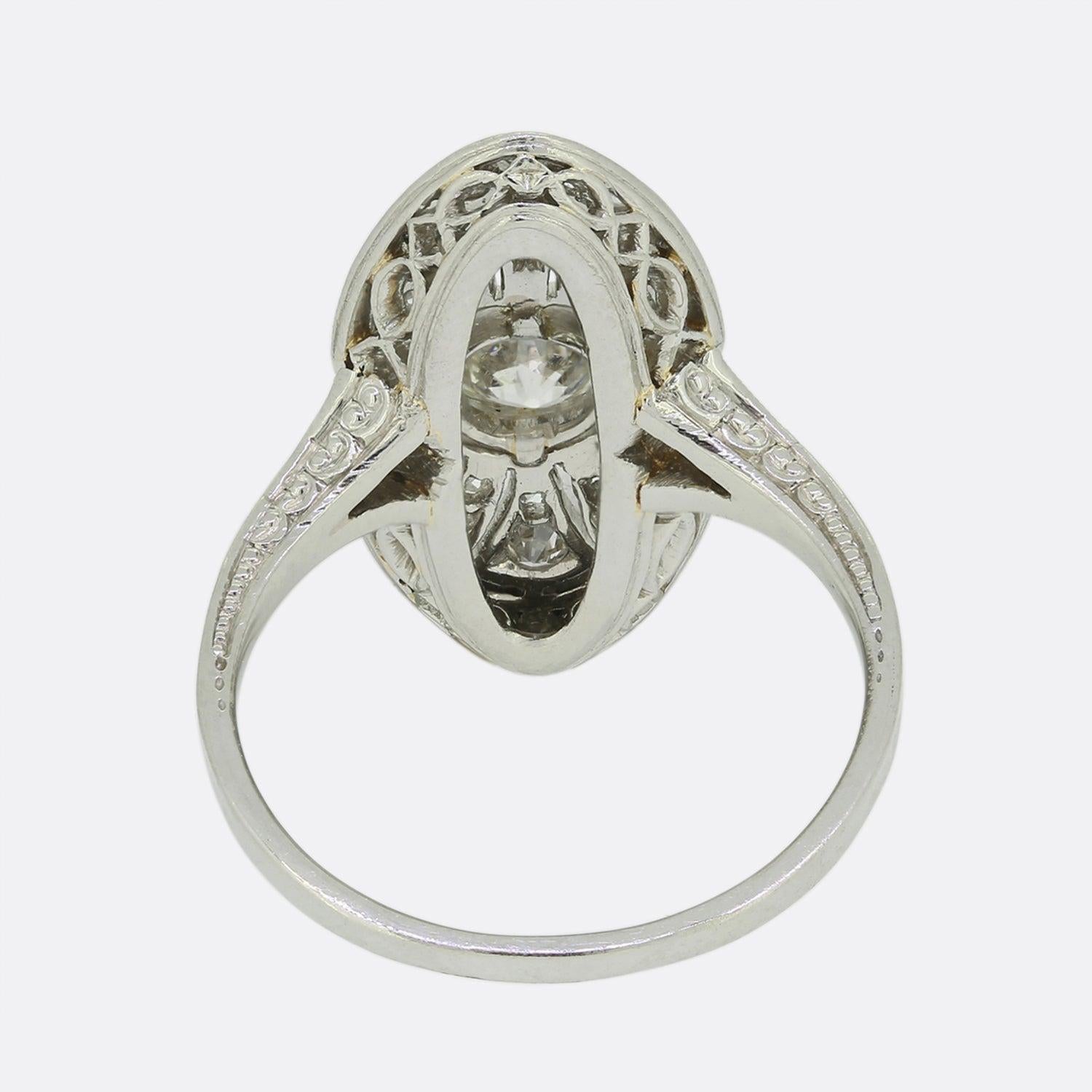 Art Deco Diamant-Tischring mit Diamant (Alteuropäischer Schliff) im Angebot