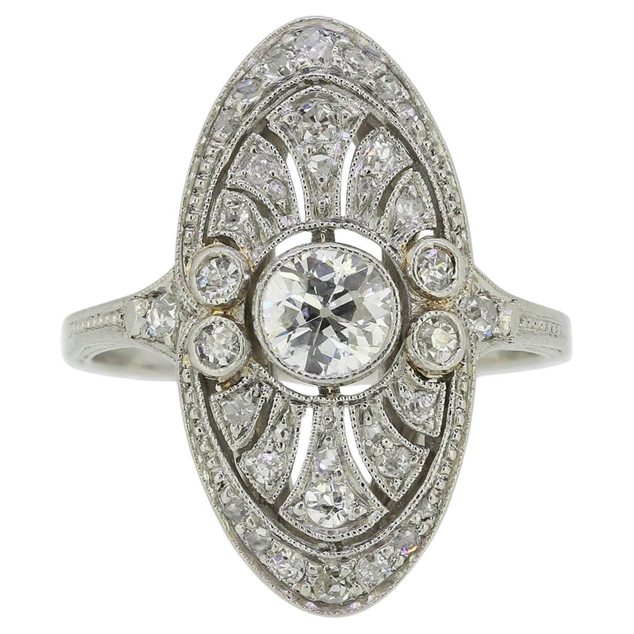 Art Deco Diamond Tablet Ring