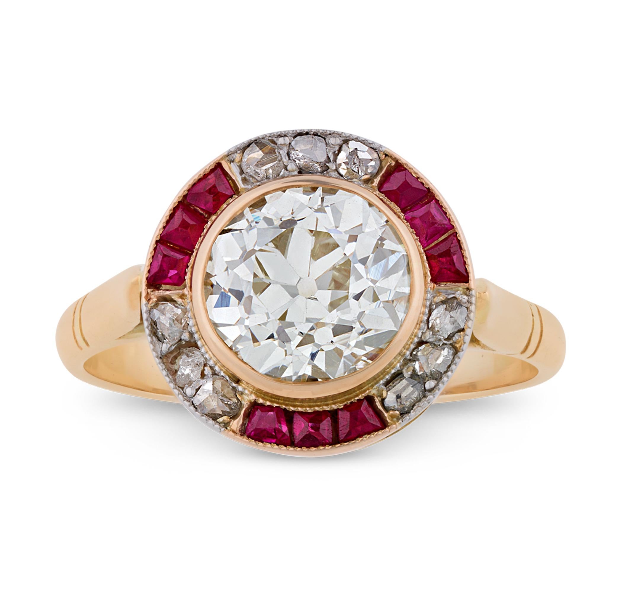 Art Deco Diamond Target Ring, 2.60 carats In Good Condition For Sale In New Orleans, LA
