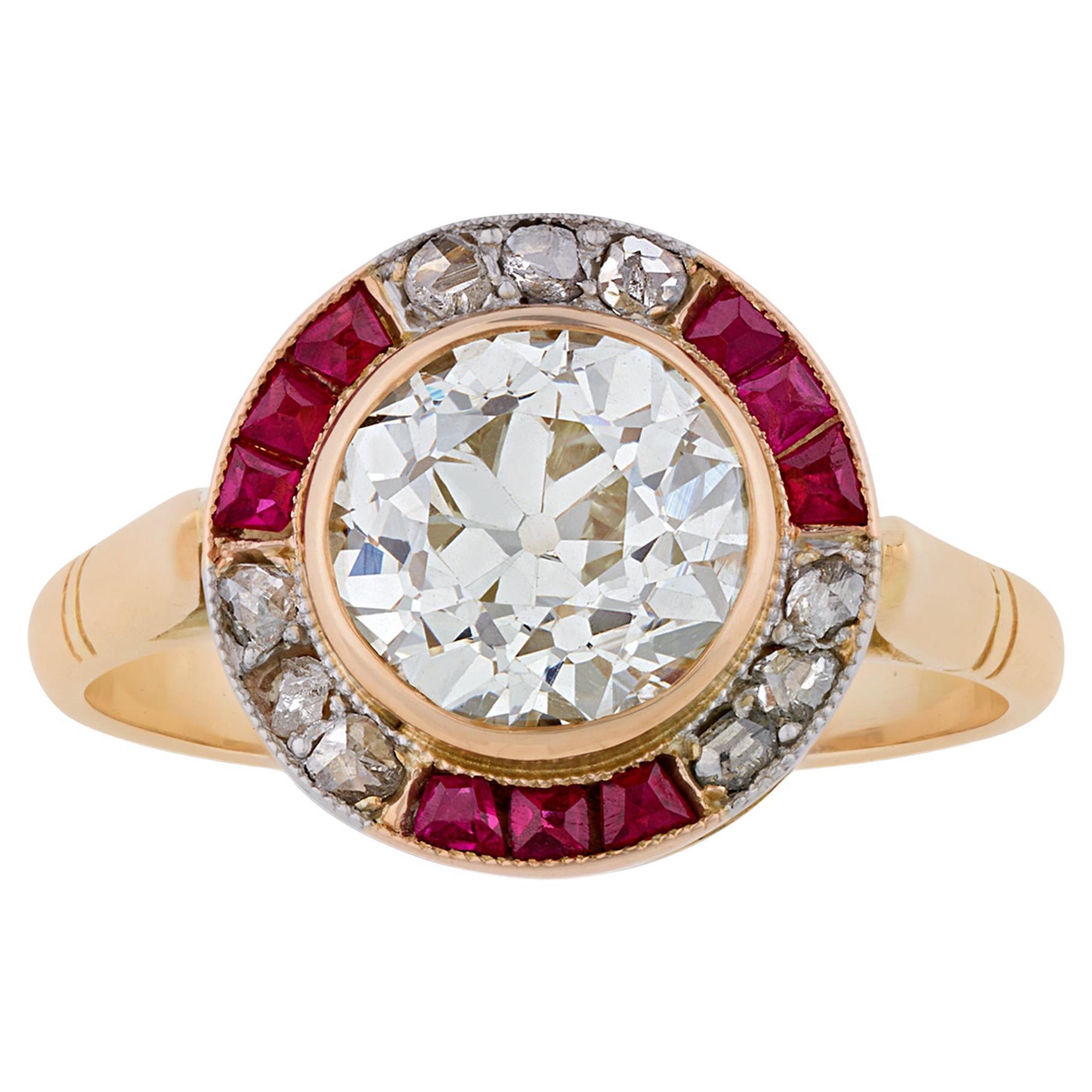 Anillo Blanco de Diamantes Art Decó, 2,60 quilates