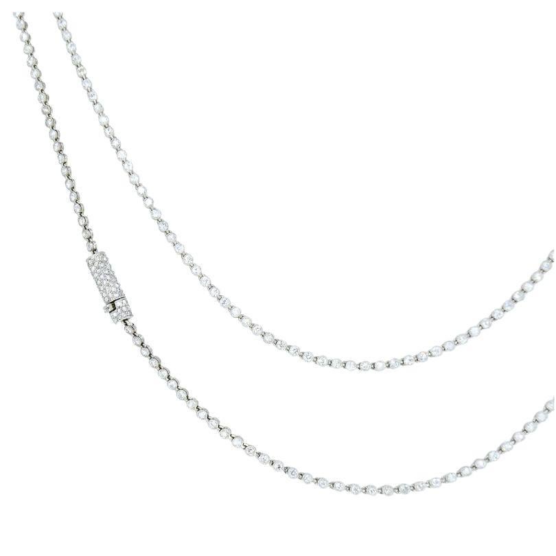 Art Deco Diamond Tennis Necklace Platinum Antique For Sale 1
