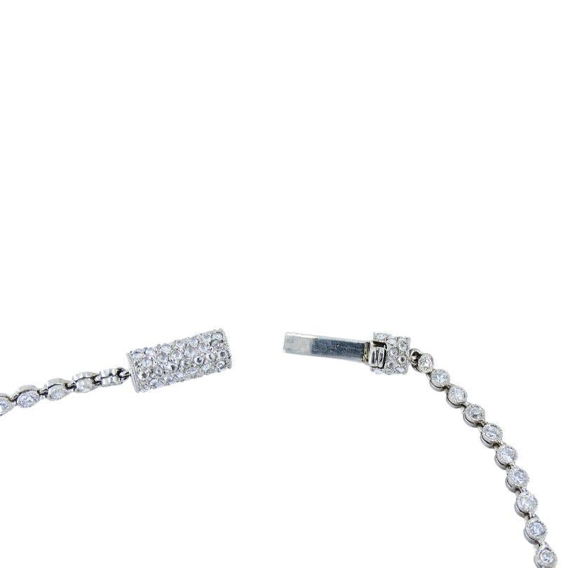 Art Deco Diamond Tennis Necklace Platinum Antique For Sale 2