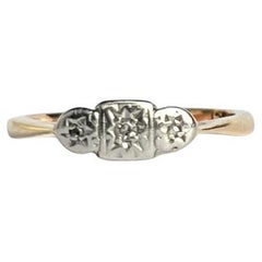 Art Deco Diamond Three-Stone 9 Carat Gold Ring