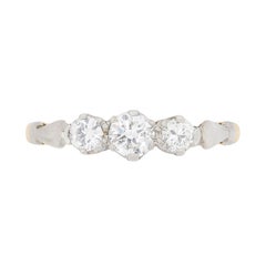 Art Deco Diamond Three-Stone Engagement Ring, circa 1930s