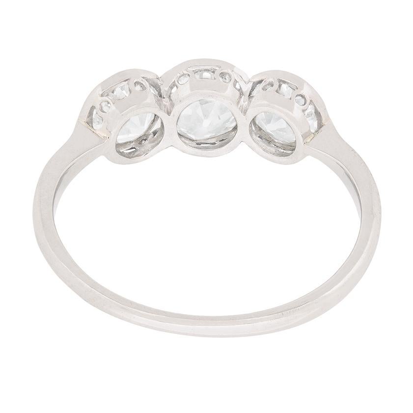 Women's or Men's Art Deco Diamond Three-Stone Engagement Ring, circa 1920s