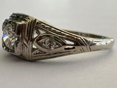 Art Deco Diamond Three-Stone Engagement Ring