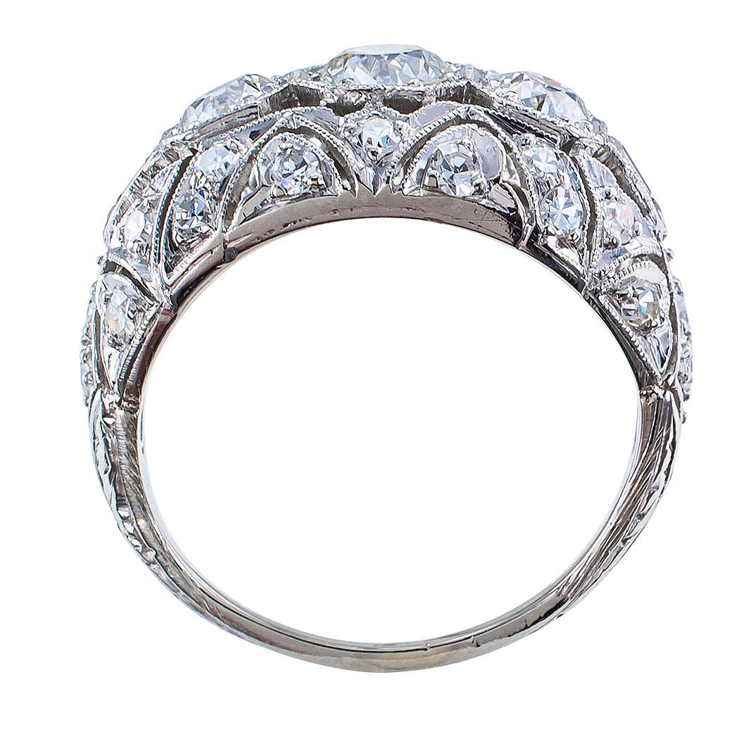 Women's Art Deco Diamond Three-Stone Platinum Ring