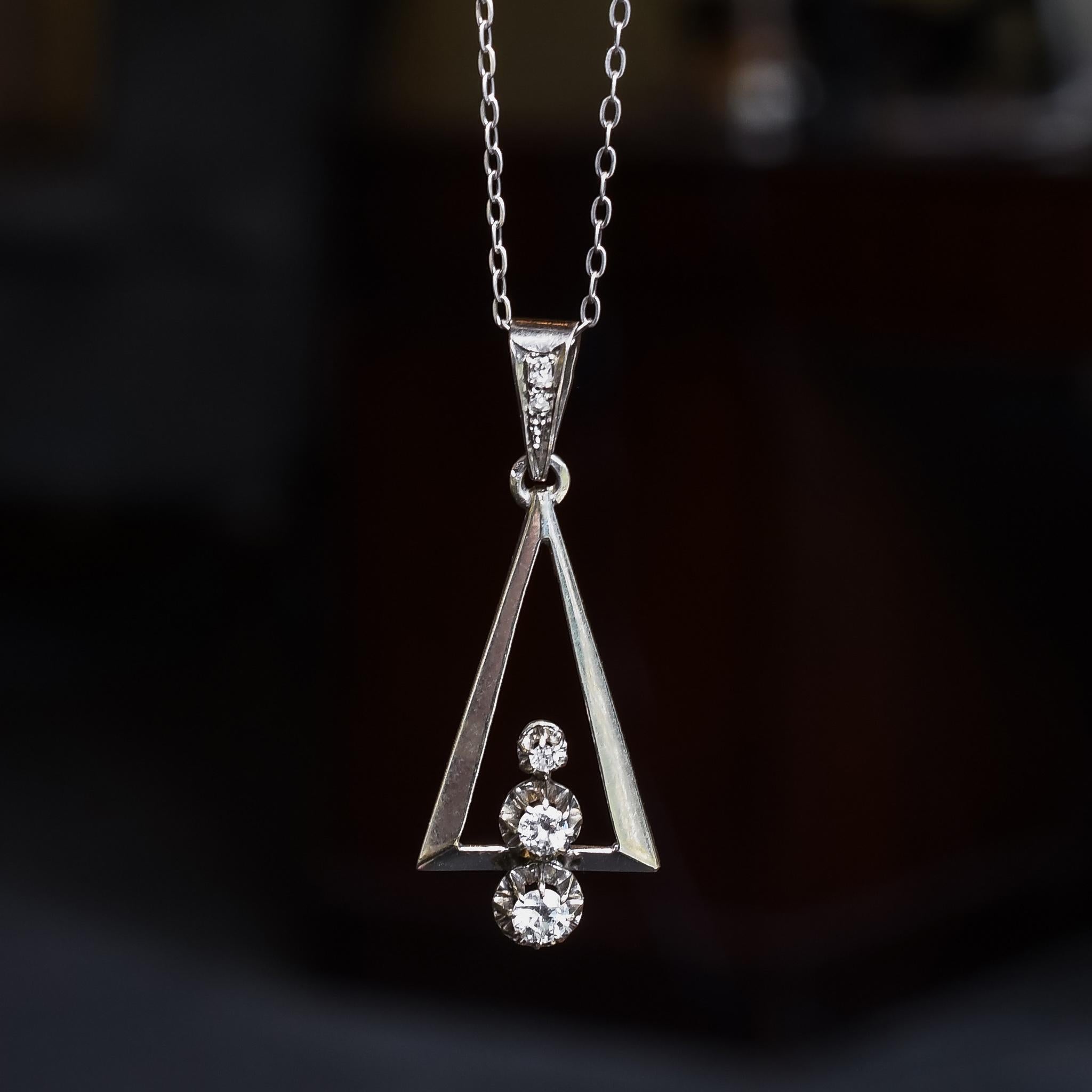 Women's Art Deco Diamond Triangle Pendant