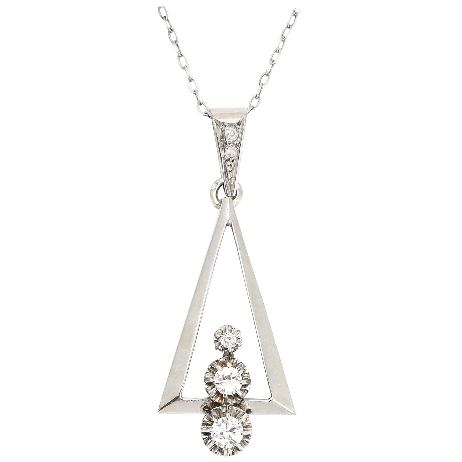 Art Deco Diamond Triangle Pendant