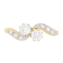Art Deco Diamond Two-Stone Twist Engagement Ring, circa 1930s