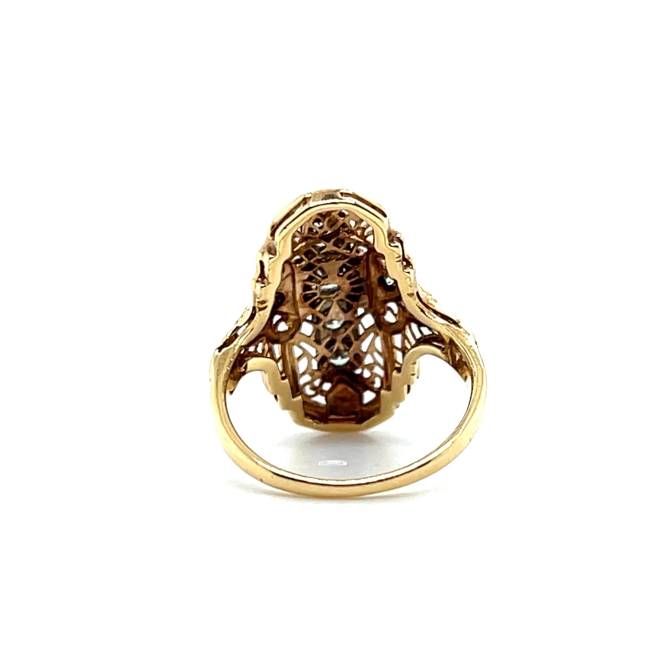 Art Deco Diamant Zwei-Ton 14k Gold Abendessen Ring 1930s im Zustand „Gut“ im Angebot in Towson, MD