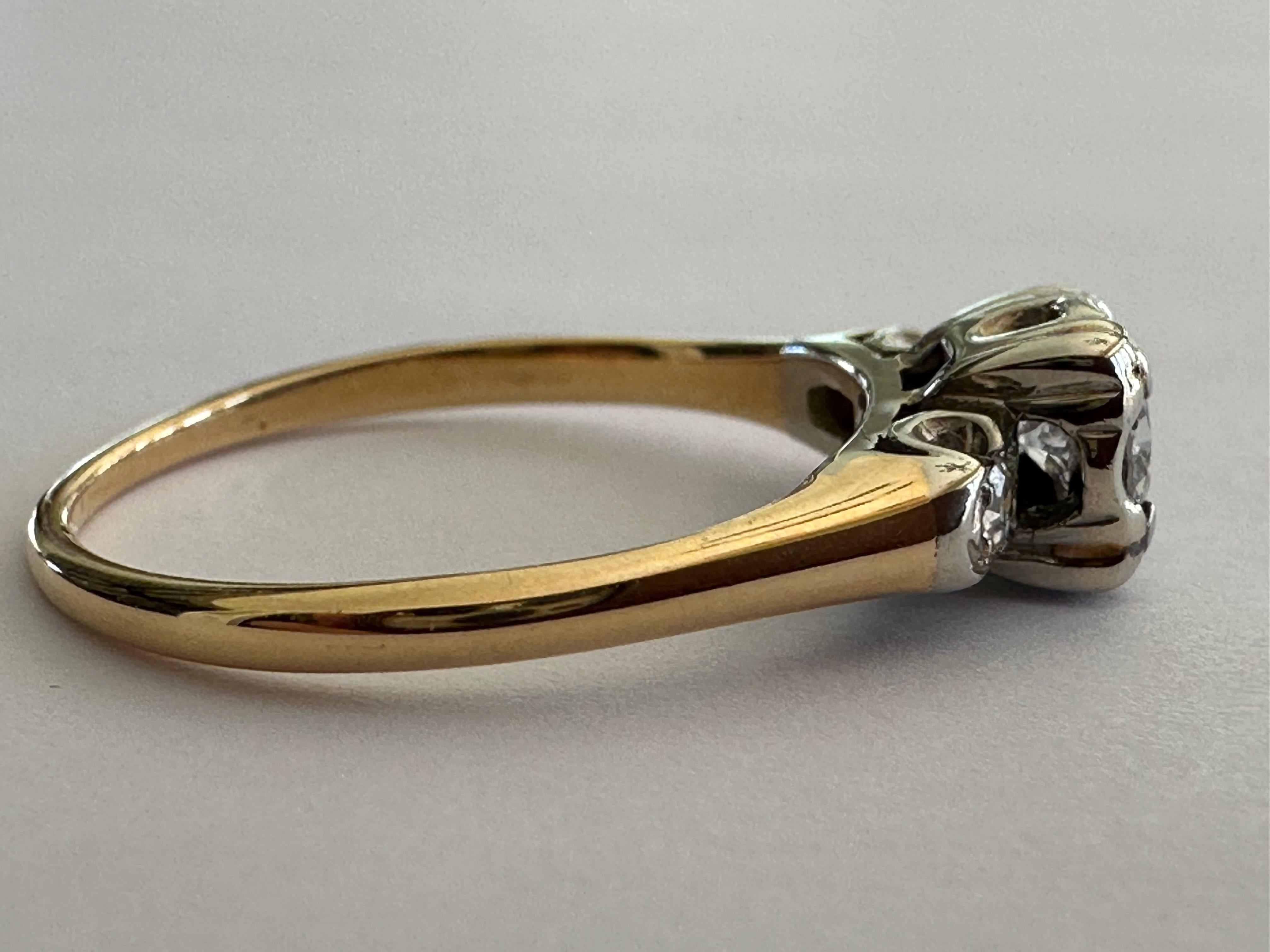 Zweifarbiger Art-Déco-Verlobungsring mit Diamanten  im Zustand „Gut“ im Angebot in Denver, CO
