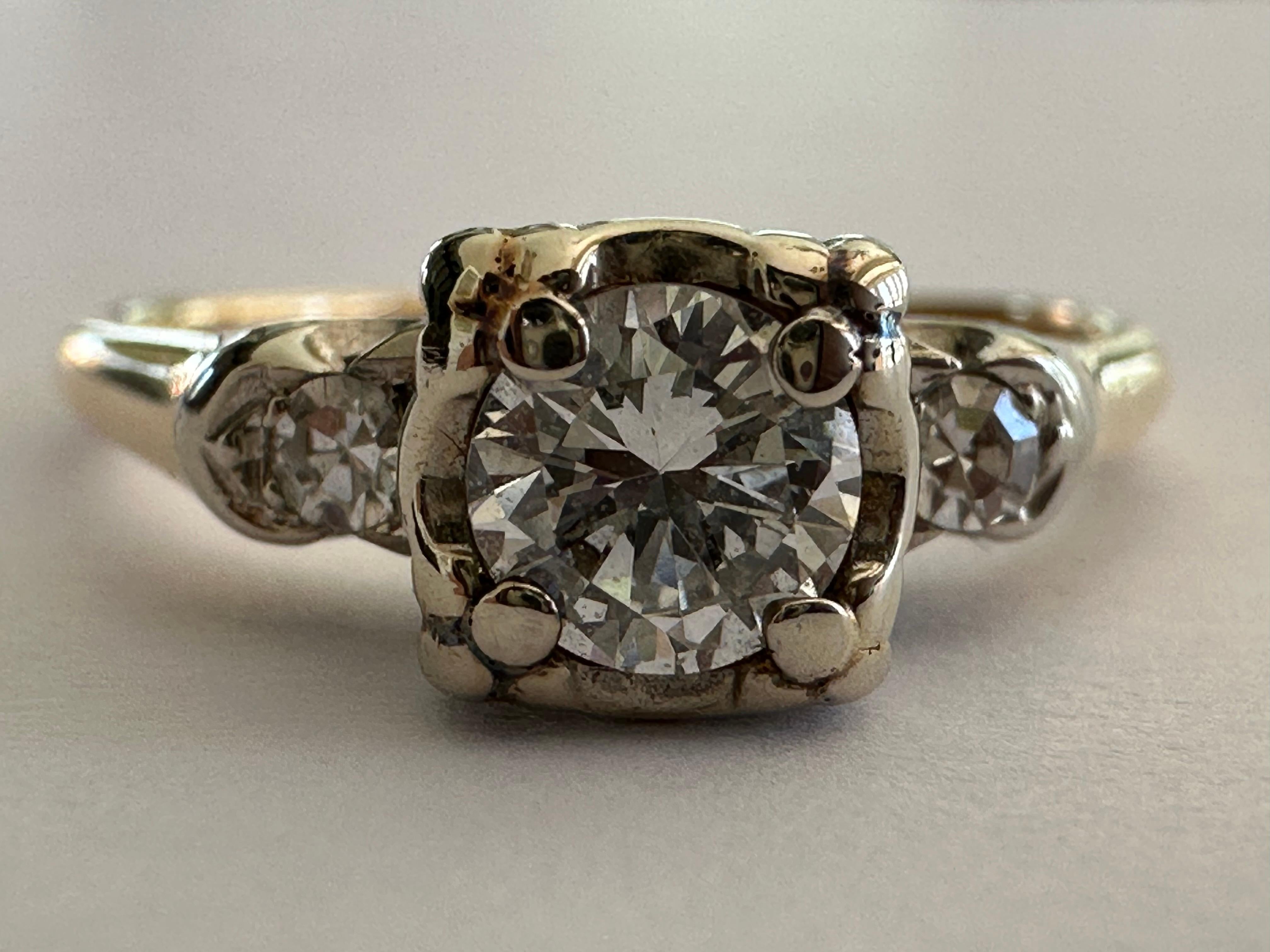 Zweifarbiger Art-Déco-Verlobungsring mit Diamanten  im Angebot 1
