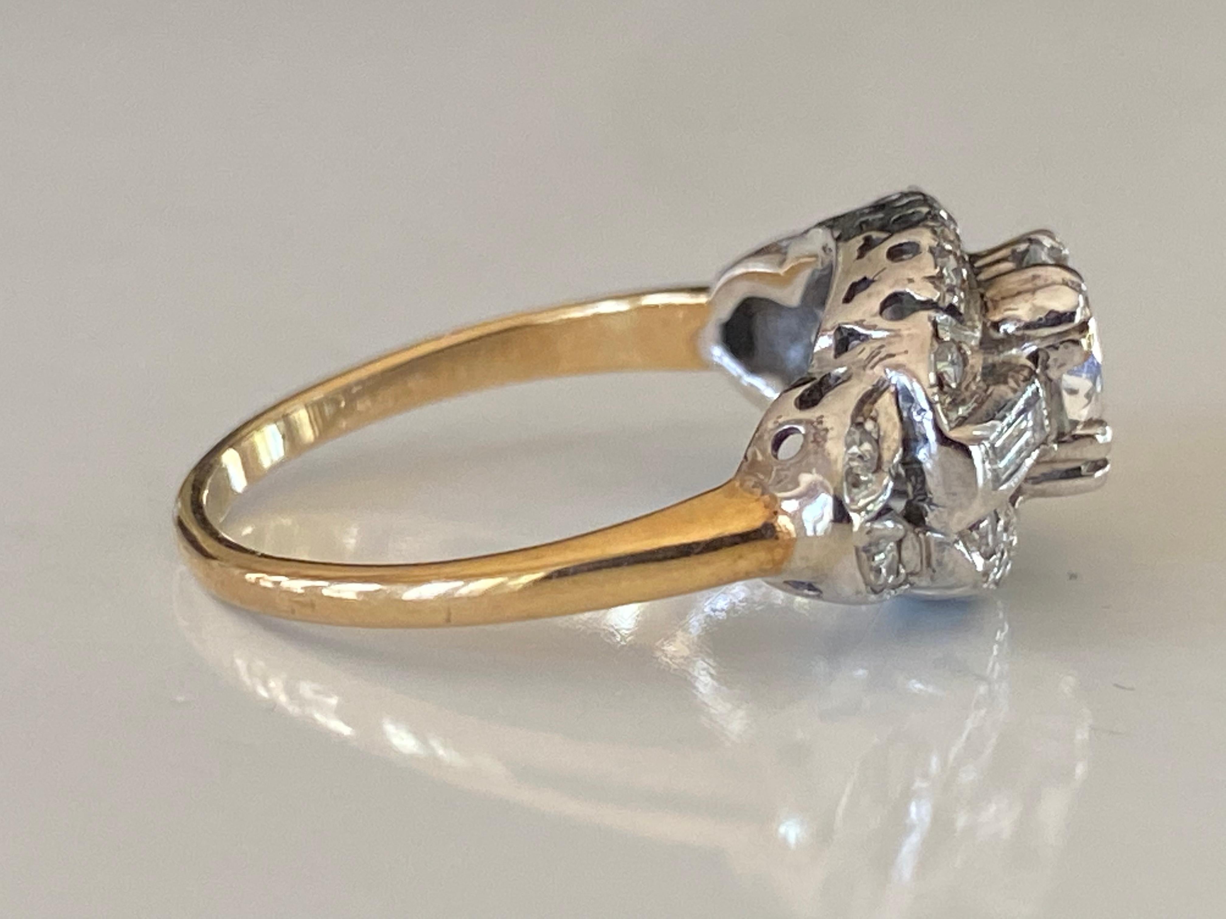 Art Deco Diamond Two-Tone Ring  For Sale 1