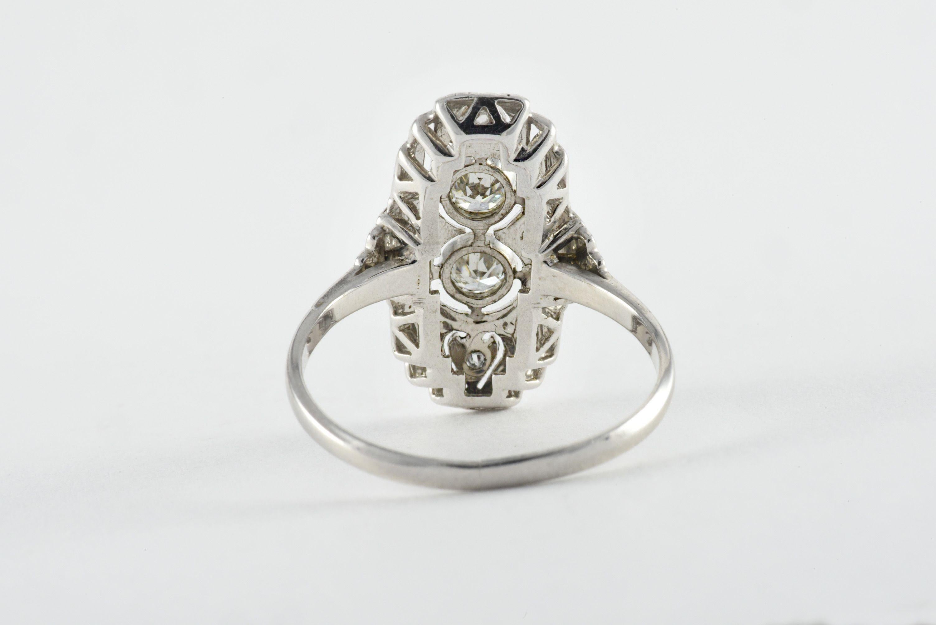Women's Art Deco Diamond Vertical Ring  For Sale