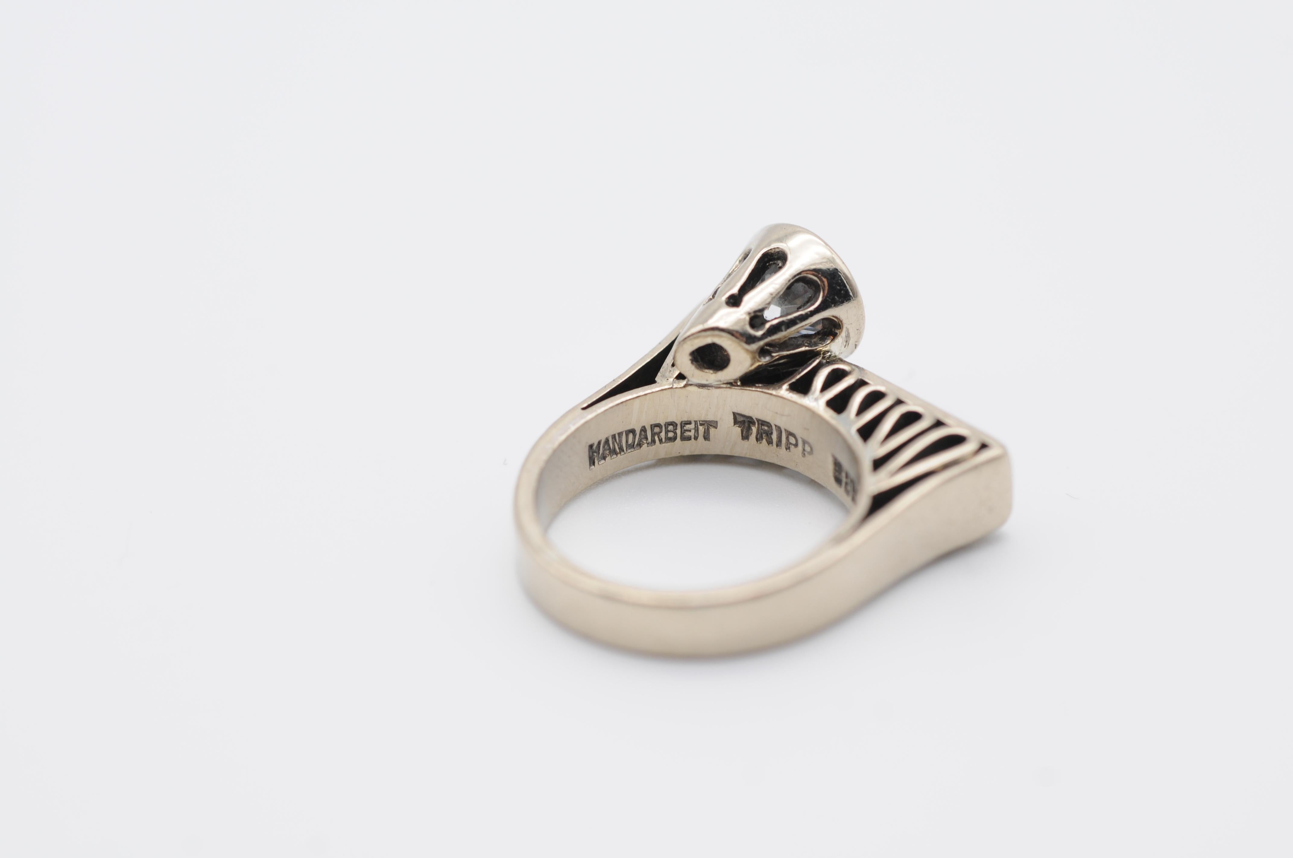 Art Deco Diamant VVS2 Fluss 1,15 Karat Brillant Ring  im Angebot 4