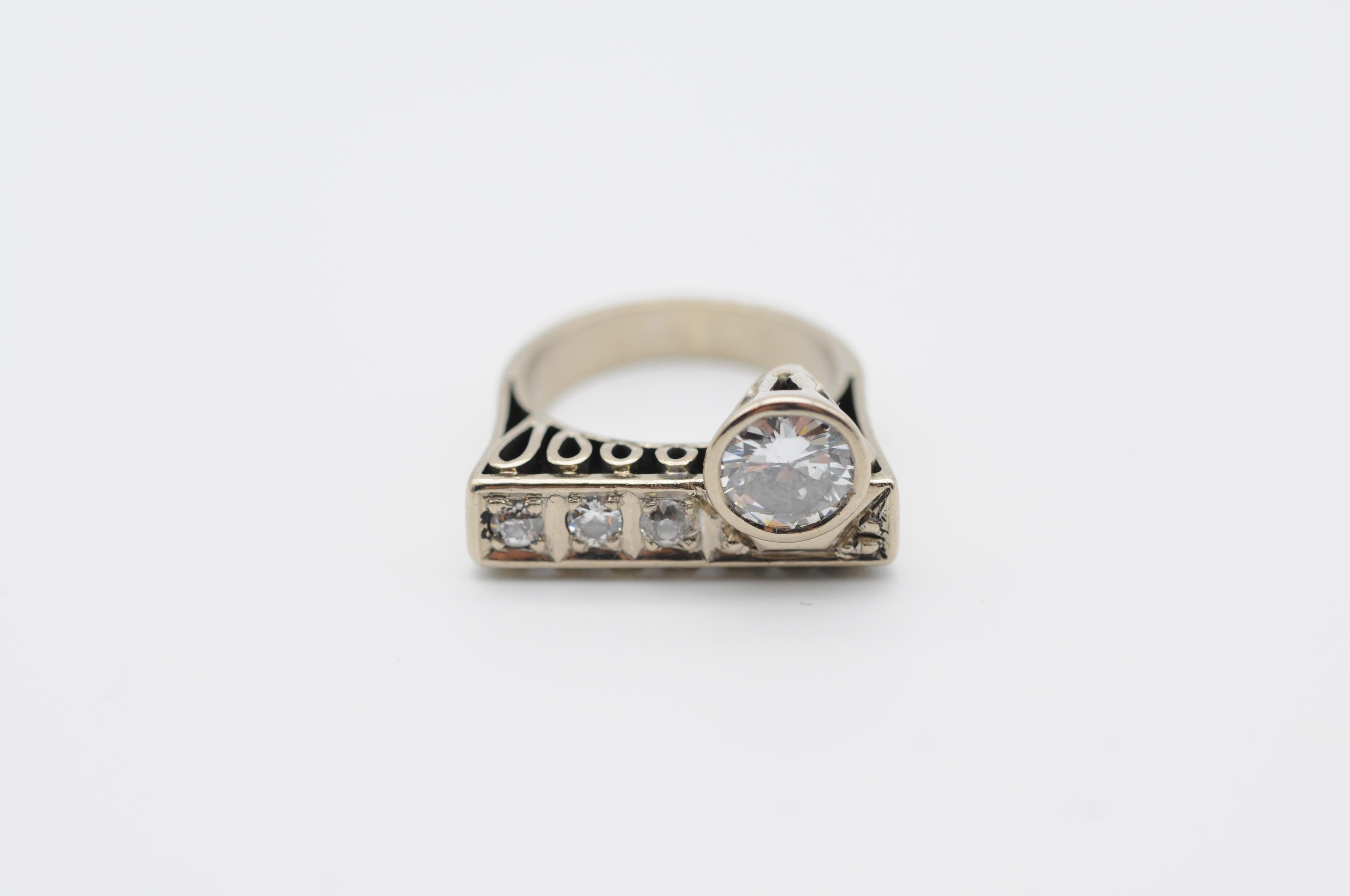Art Deco Diamant VVS2 Fluss 1,15 Karat Brillant Ring  im Angebot 6