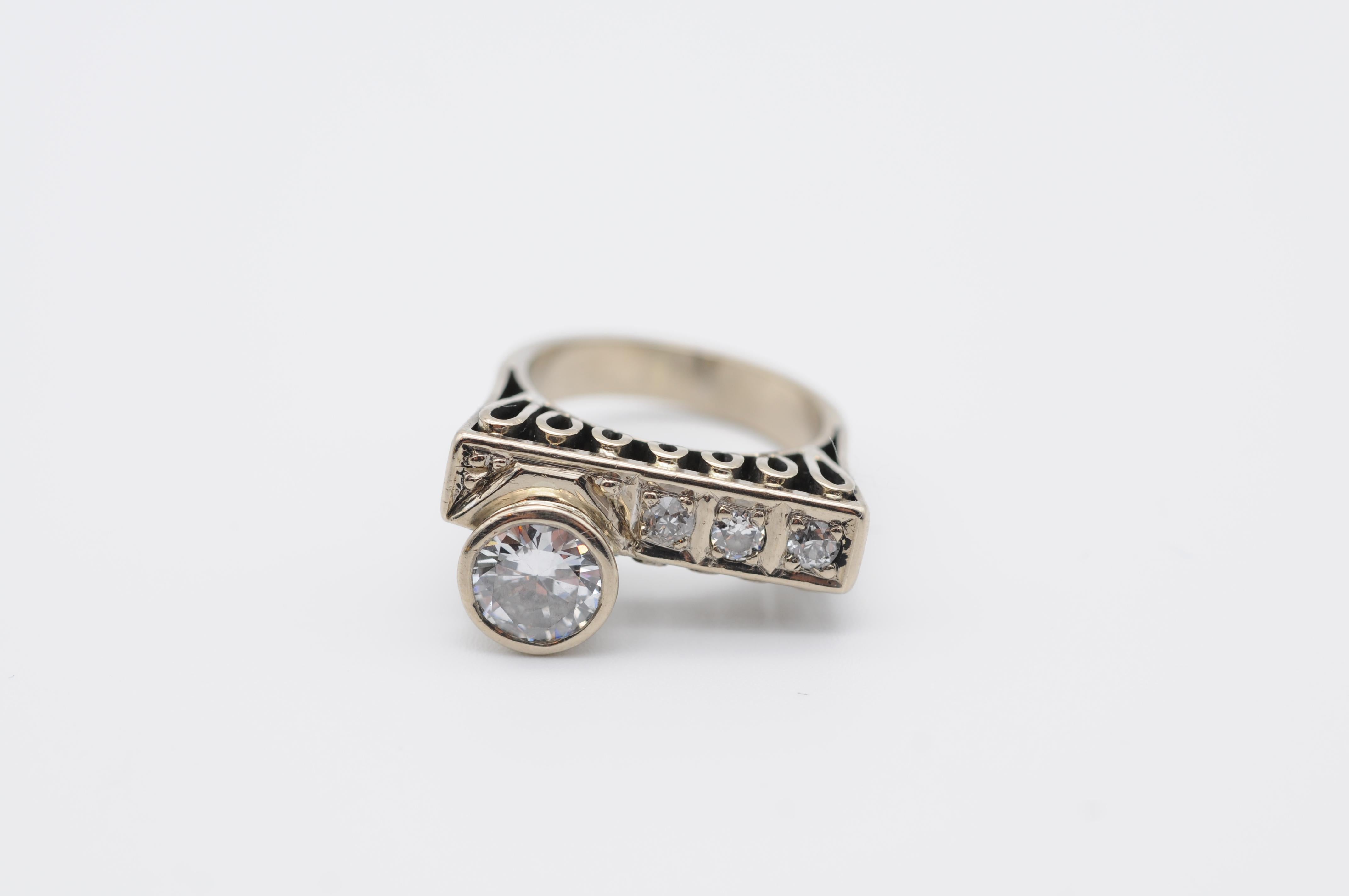 Art Deco Diamant VVS2 Fluss 1,15 Karat Brillant Ring  im Angebot 7