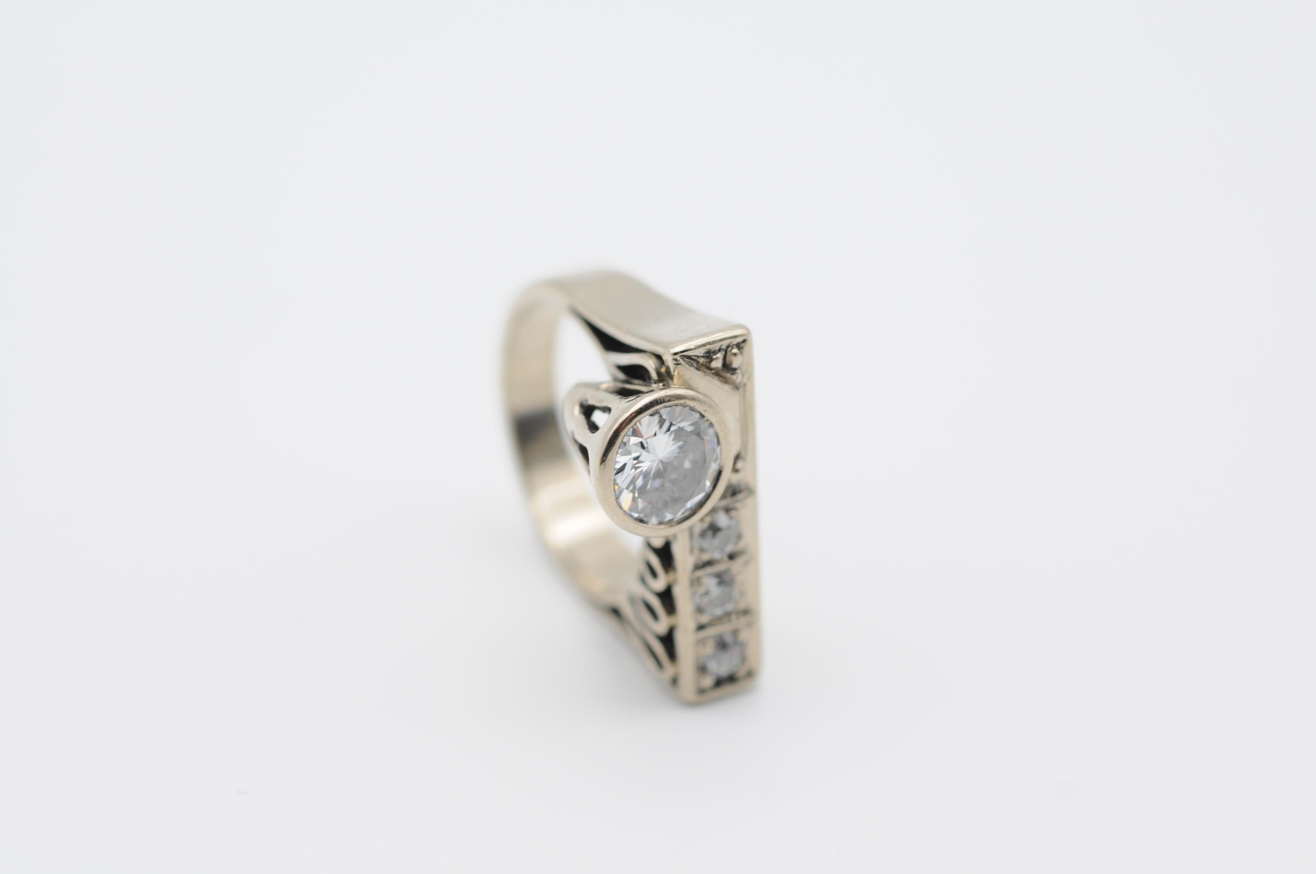 Art Deco Diamant VVS2 Fluss 1,15 Karat Brillant Ring  im Angebot 8