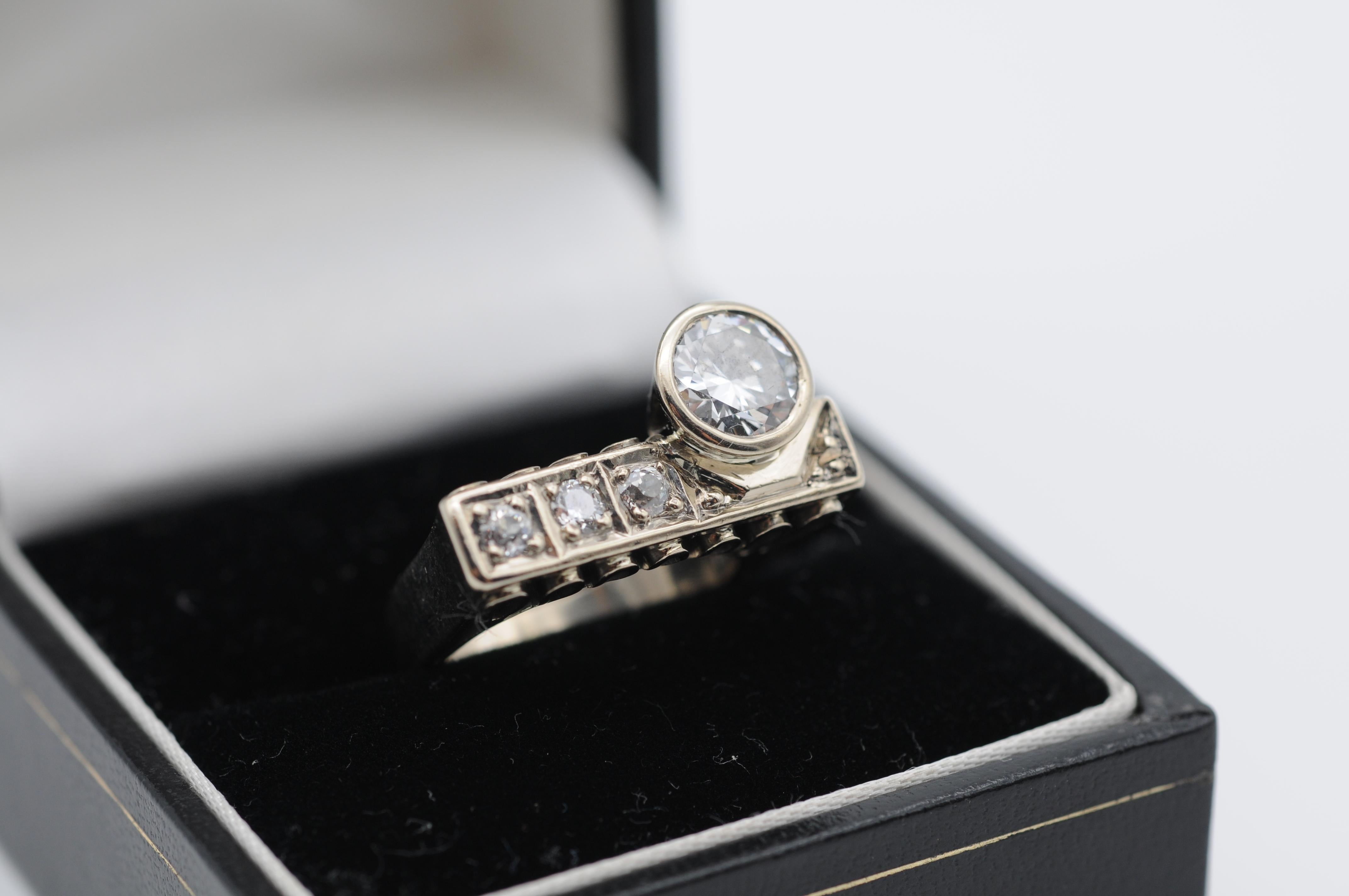 Taille brillant Bague Art déco diamant VVS2 River 1,15 carat Brilliante  en vente