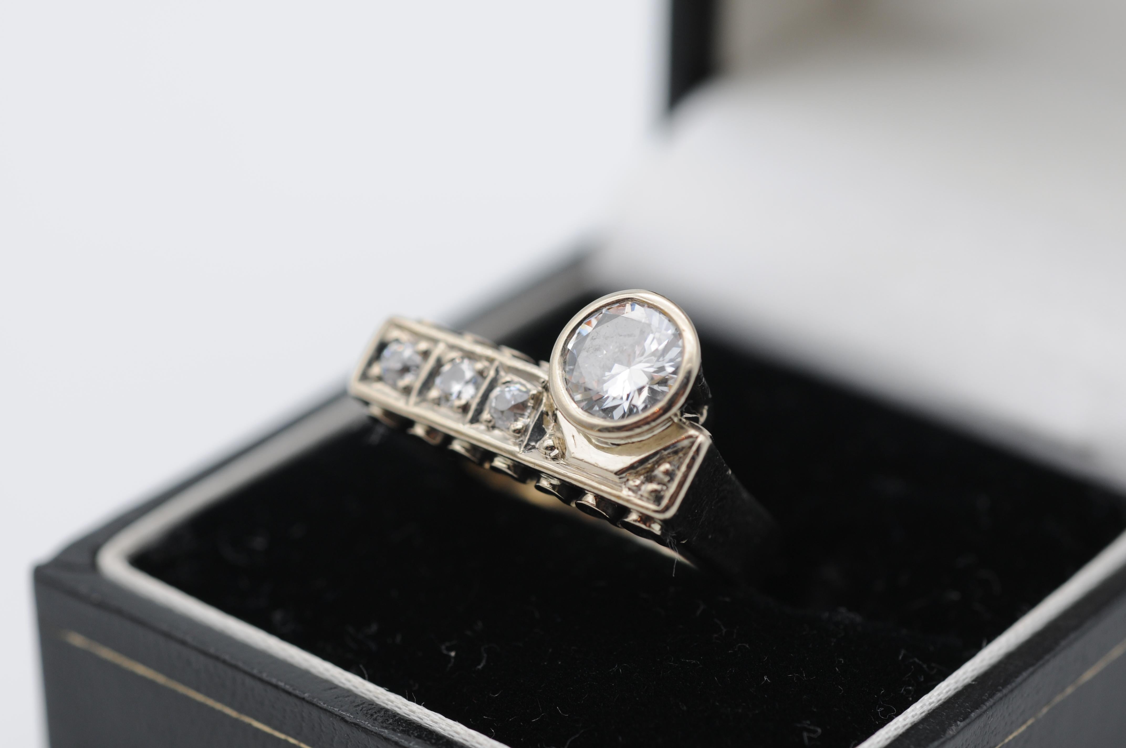Art Deco Diamant VVS2 Fluss 1,15 Karat Brillant Ring  (Brillantschliff) im Angebot