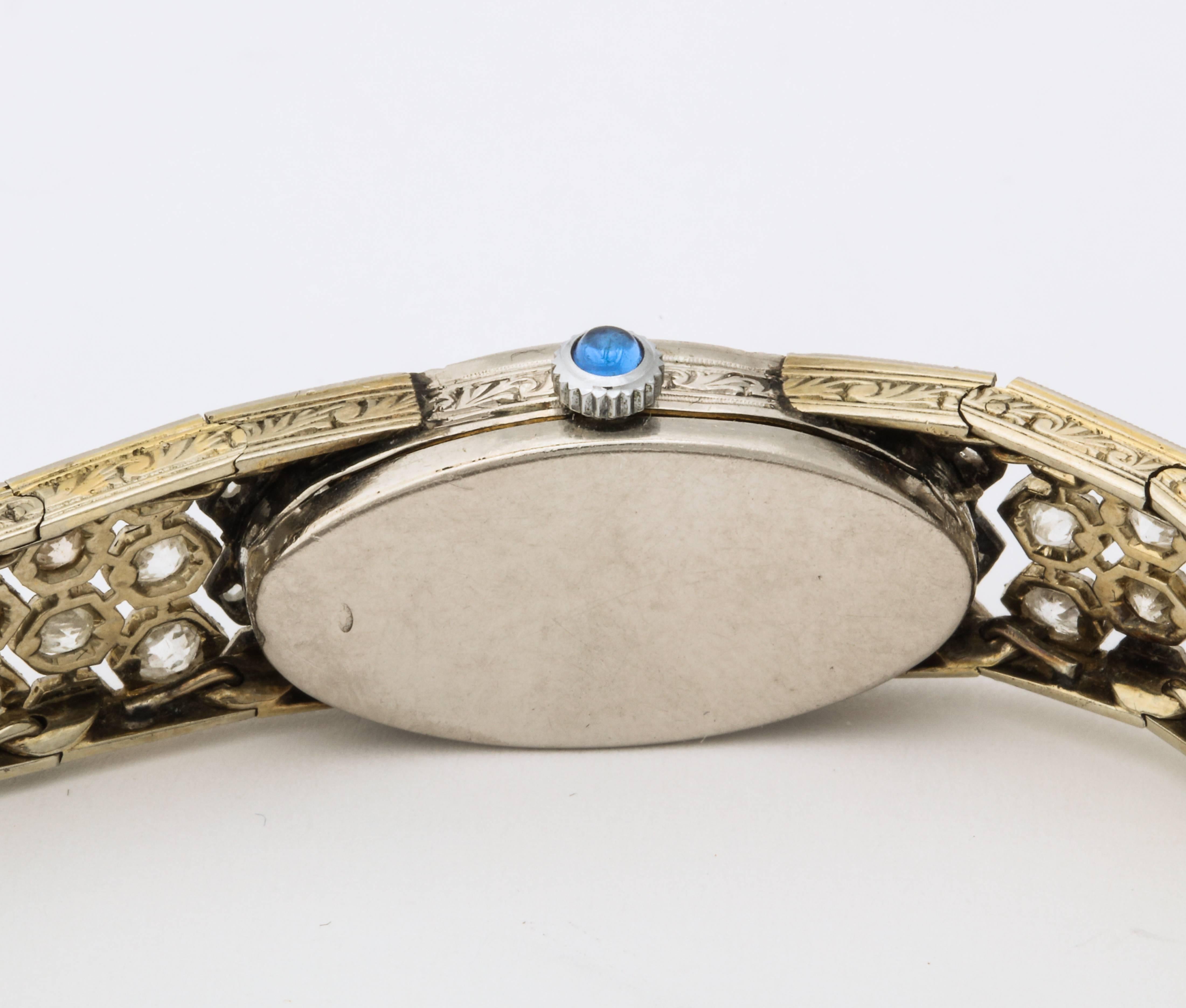 Women's Art Deco Diamond Watch and Band For Sale